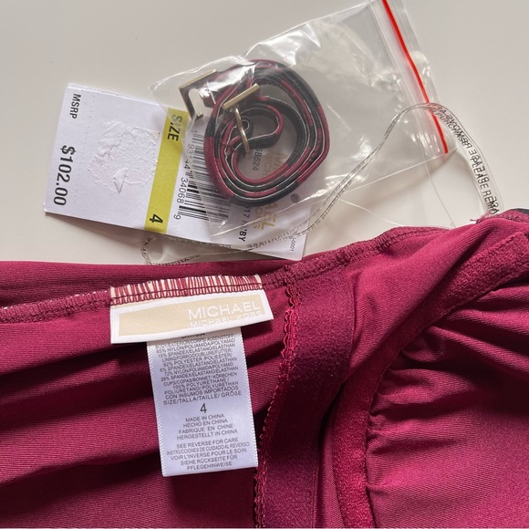 NWT MICHAEL KORS Maroon Animal Print Swimsuit Size 4 - Picture 7 of 10